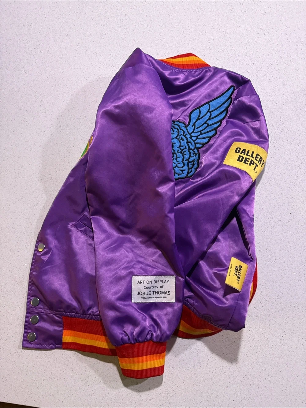 Gallery Dept Kids Purple Satin Varsity Jacket